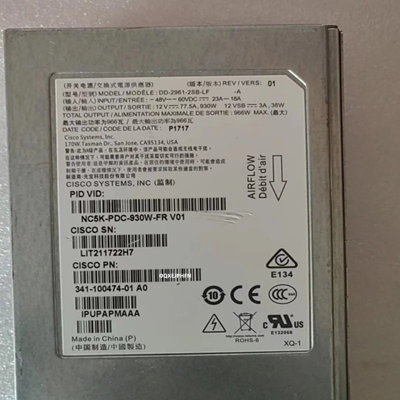 CISCO DC 966W NC5K-PDC-930W-FR DD-2961-2SB-LF 341-100474-01거새 전원공급장치