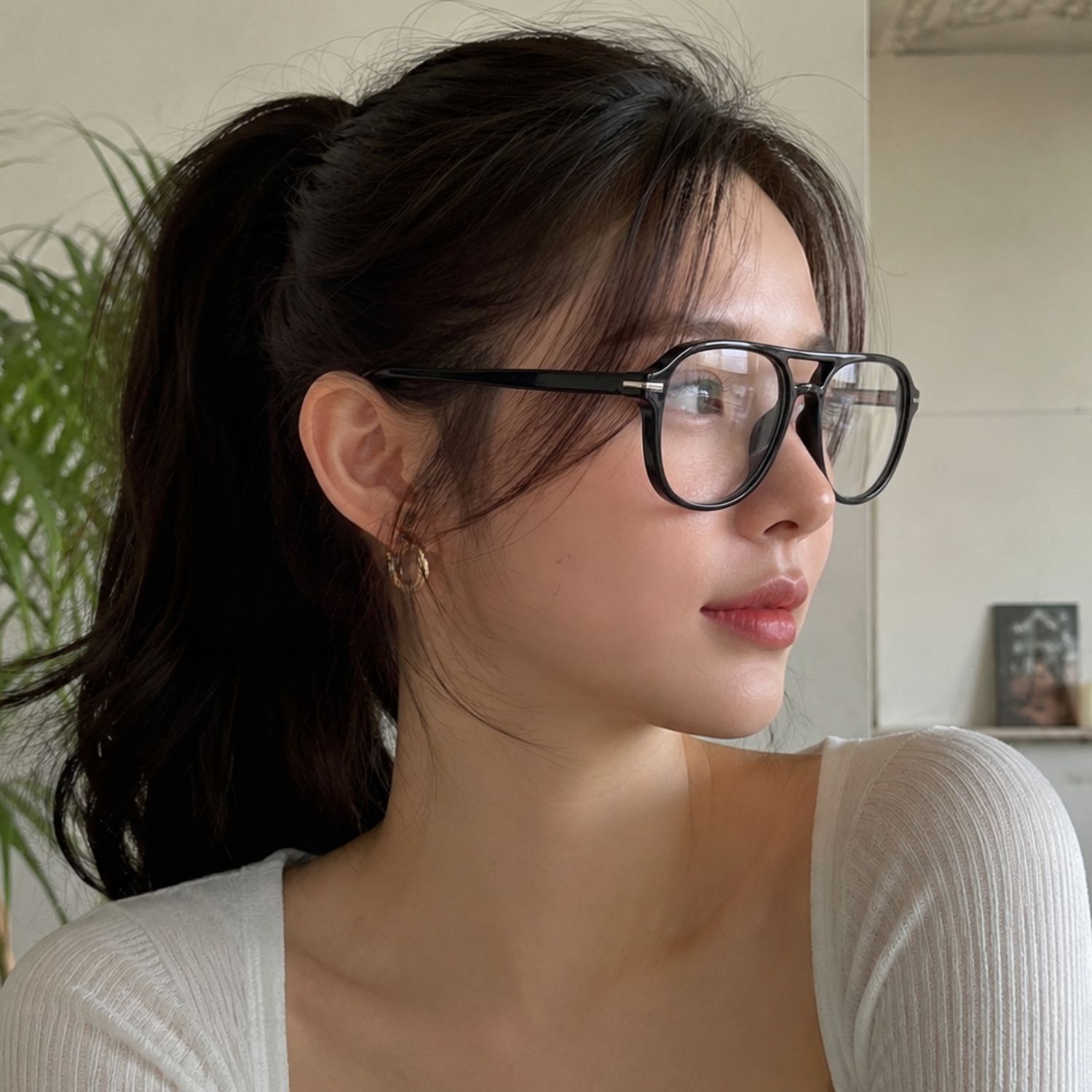 투브릿지 빅사이즈 보잉 뿔테안경 블루라이트차단 큰안경테 이미지 8