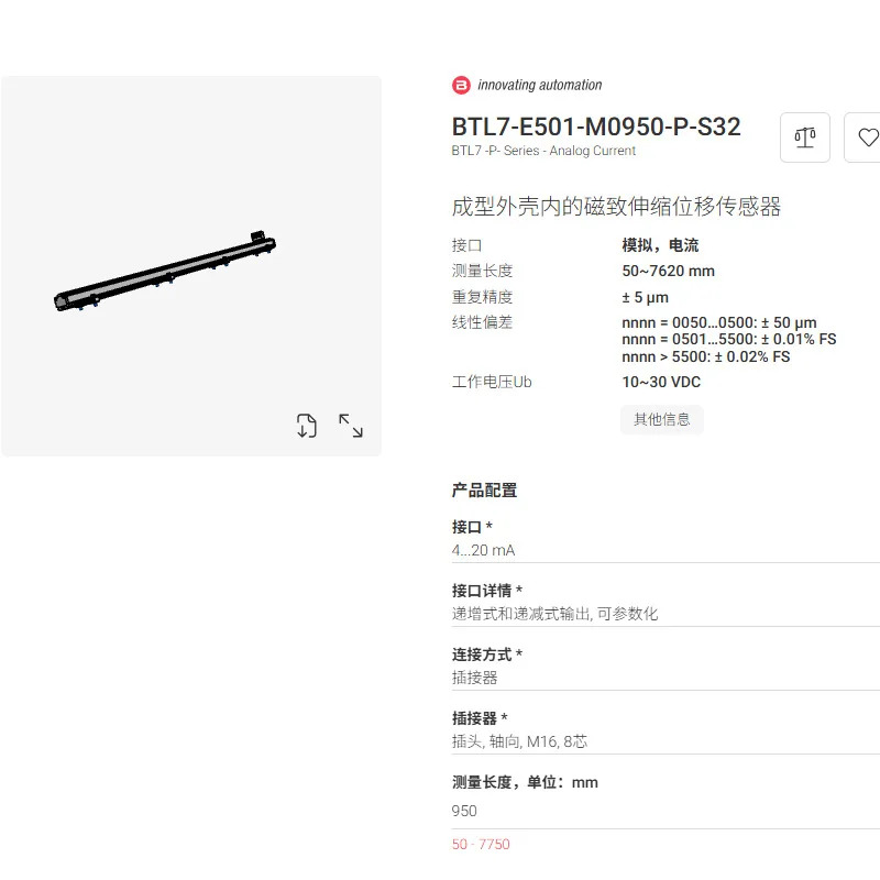 BALLUFF 발루프 변위센서 BTL7-E500-M0150-B-S32