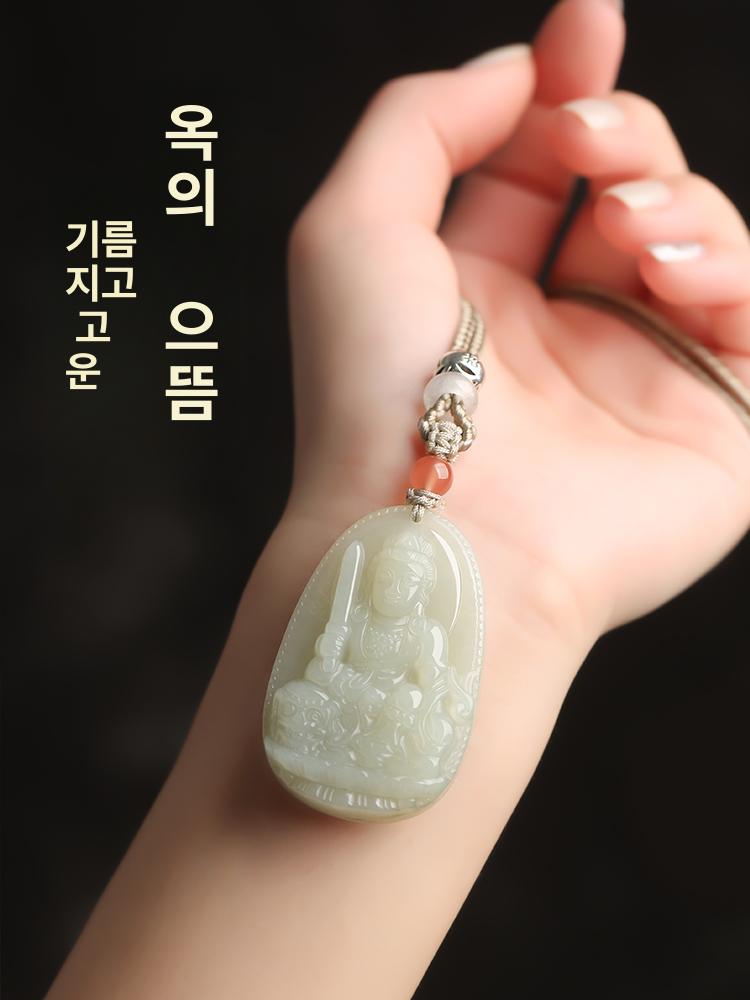 천연 펜던트 목걸이 고급원석 녹색 빈티지 주얼리 여성용 액세서리 체인 고급스러운 - 상세 이미지 4