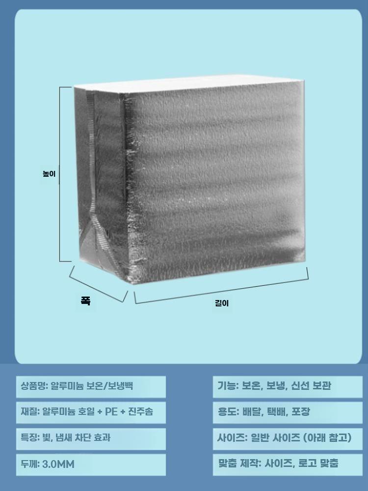 은박 보냉봉투 냉동 신선식품 보관 보냉백 대용량 벌크 1 19x8x20 - 상세 이미지 3