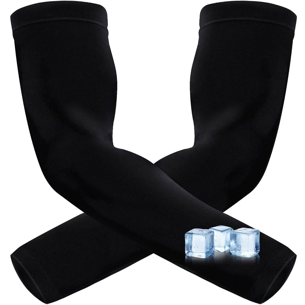 남성용 AZOI 팔 소매 u2013 쿨링 UV 자외선 차단 UPF 50+ 야외용 압축 스포츠 소매, 타투 커버 Black-1 Pair - 상품 이미지