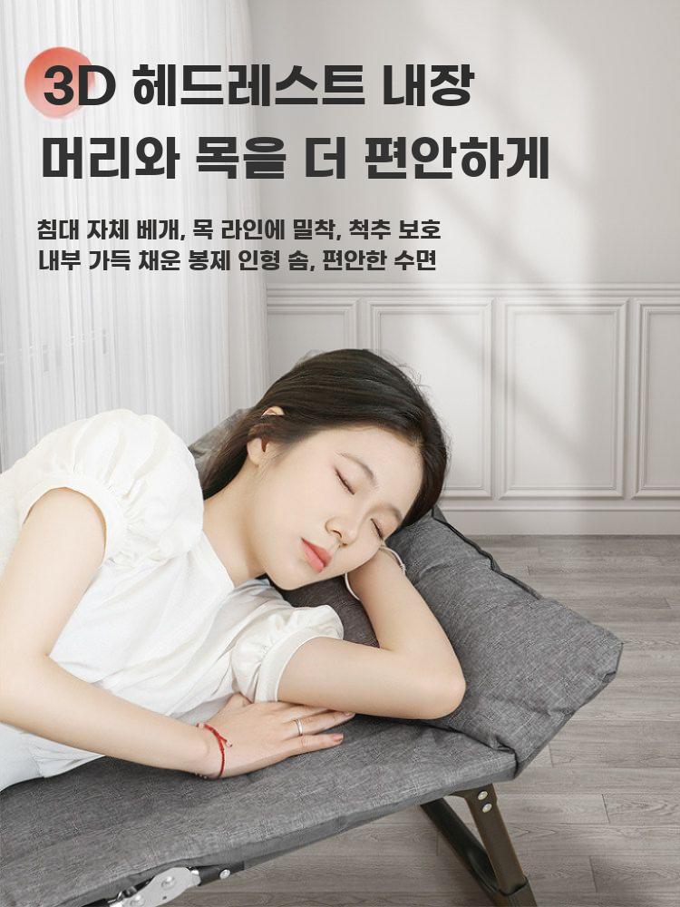접이식 간이 침대 낮잠 베드 휴게실 각도조절 폴딩베드 두꺼운-테크 그레이 180x65cm - 상세 이미지 4