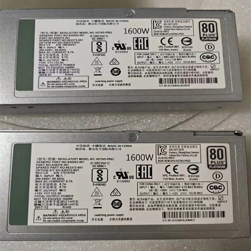 hp호환 1600W HSTNS-PR62기능 830262 -001 830270 -301 863373 830272 -B21 HSTNS-PL62 -201
