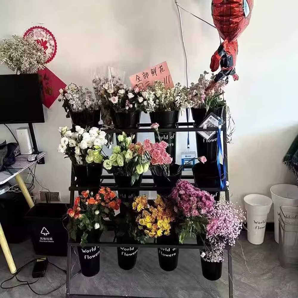 꽃다발 진열대 전시대 꽃집 다층 이동식 디스플레이 랙 스퀘어 - 상세 이미지 3