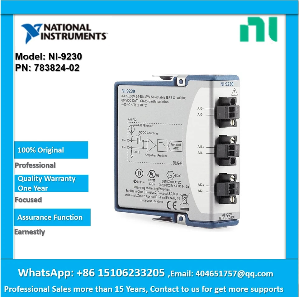 NI NI-9230 C 시리즈 사운드 진동 입력모듈 컨포멀 3 채널 12.8 kS/s/ch 나사 터미널