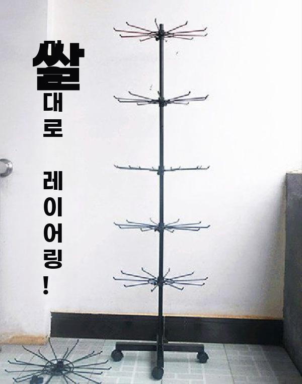 키링진열대 이동식 악세서리 회전 진열대 매대 스탠드 4층 블랙 1.1m - 상세 이미지 4