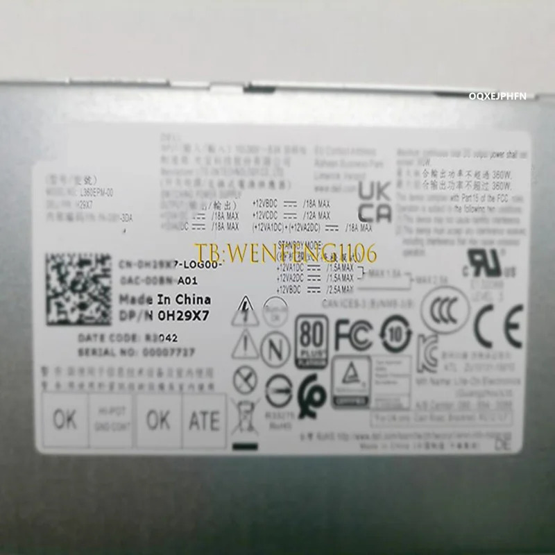 DELL 3046 3040 3050 5050 MT 6Pin 360W H29X7 0H29X7 L360EPM-00 새 전원공급장치