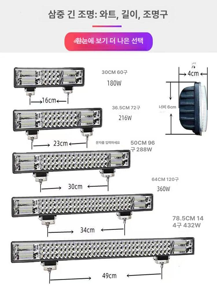 써치라이트 오프로드 차량용 화물차 led 서치바 랜턴 작업등 집중 유선 - 상세 이미지 4