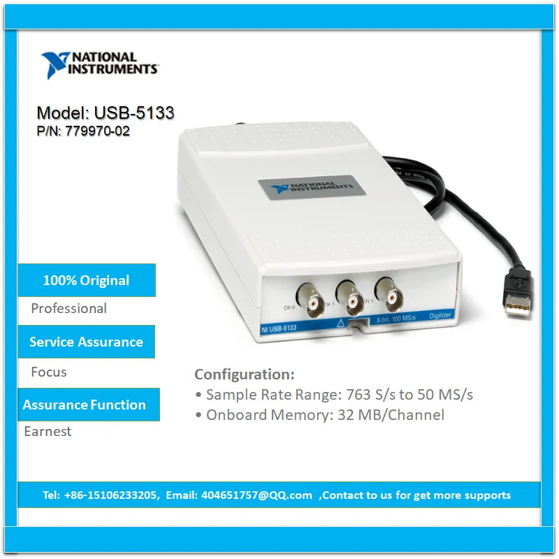 NI USB-5133 779970-02 전원 USB 오실로스코프 채널 당 32 MB
