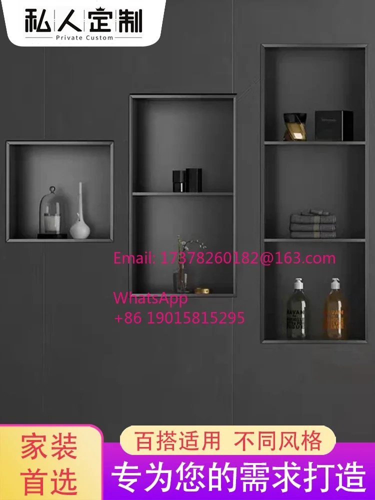 스테인레스 스틸 틈새 TV 금속 배플 벽 캐비닛 거실 욕실 임베디드 랙 완