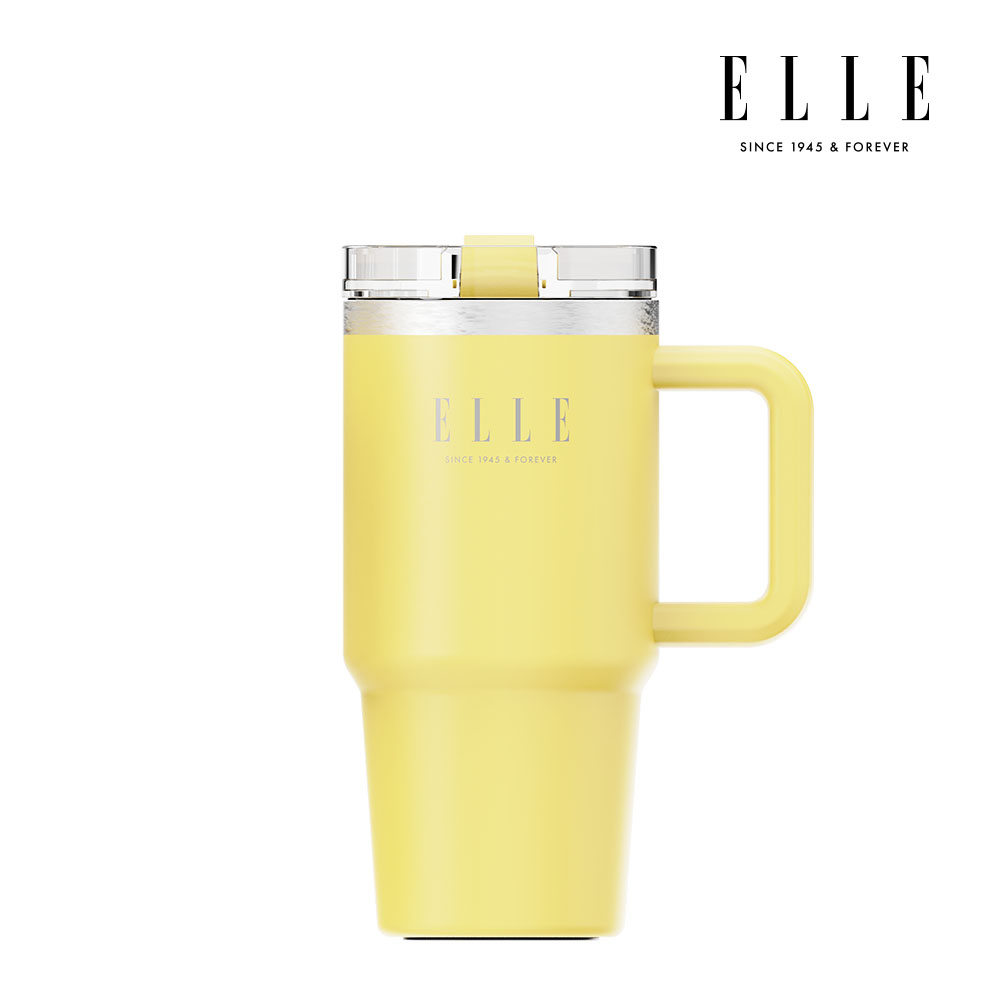 엘르 시그니처 퓨어 텀블러 대용량 차량용 스텐 빨대 손잡이 600ml, 샴페인옐로우, 1개 - 상품 이미지