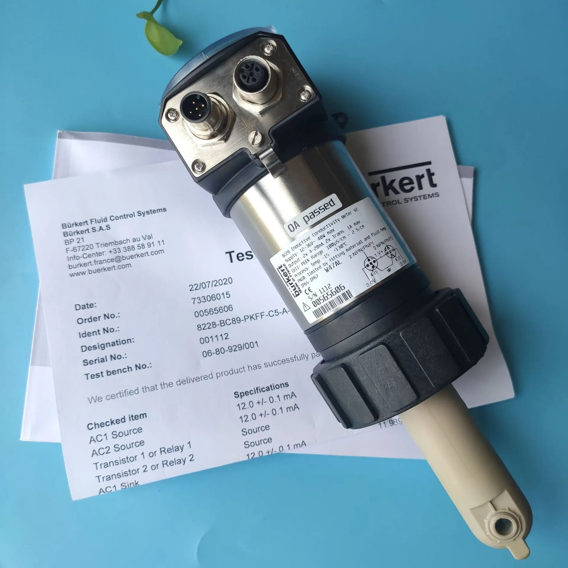 Burkert8228 디스플레이가 전도도 측정기 00566605 00566606 00566603