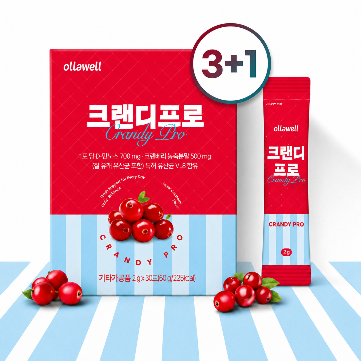 크랜디프로 크랜베리 디만노스 디마노스 질유산균 여성 Y존 케어 크린베리 30포, 4개 - 상품 이미지