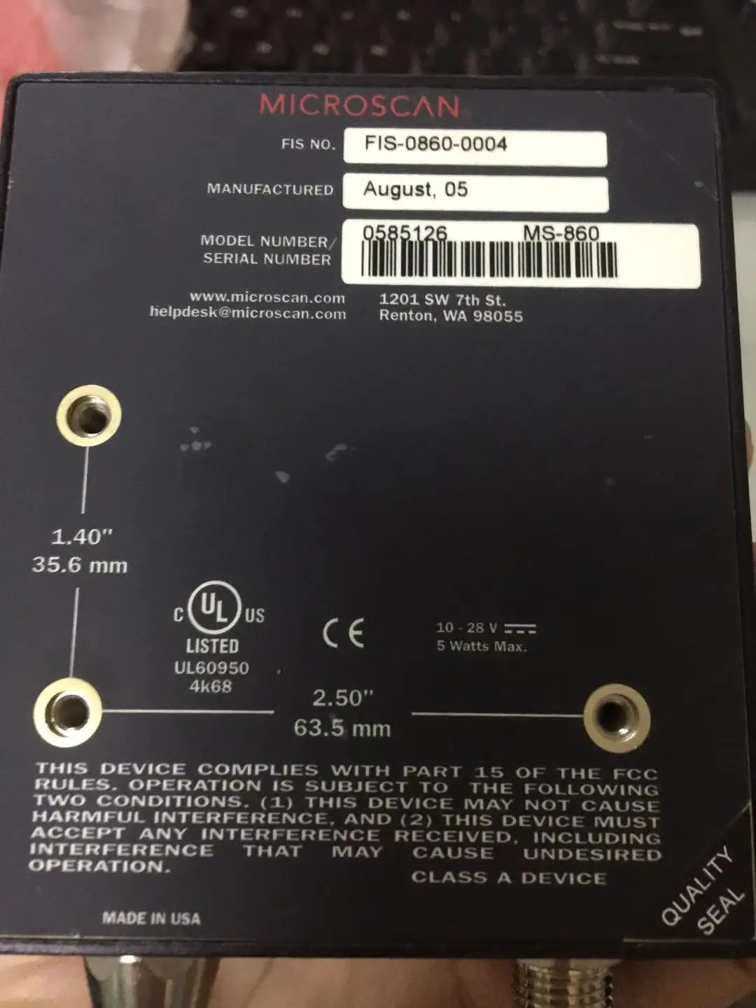 10월 Mysken 바코드 스캐너 FIS-08600-0004는 새 이며