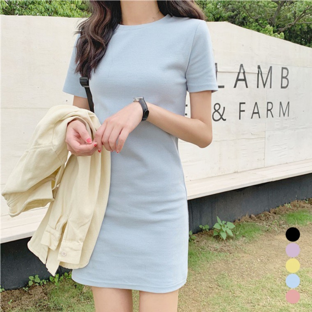 J2K 파스텔 칼라 데일리 여성 반팔 원피스 여름 데일리룩 - 상세 이미지 2