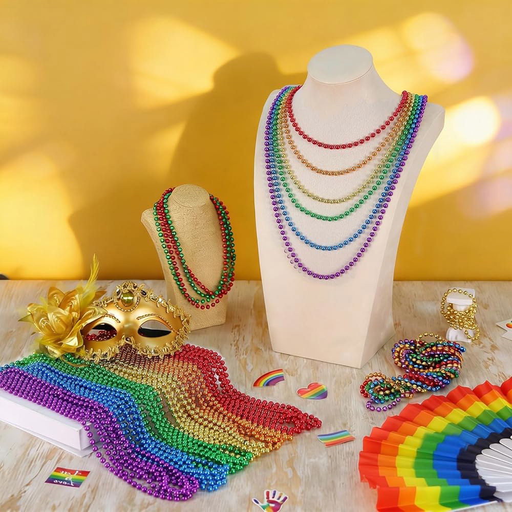 스카우안 300PCS 프라이드 레인보우 비즈 목걸이 벌크, 6가지 색상 33인치 LGBTQ 액세서리, 프라이드의 달 퍼레이드를 위한 게이 레즈비언 파티 선호 의상 장식 - 상세 이미지 2
