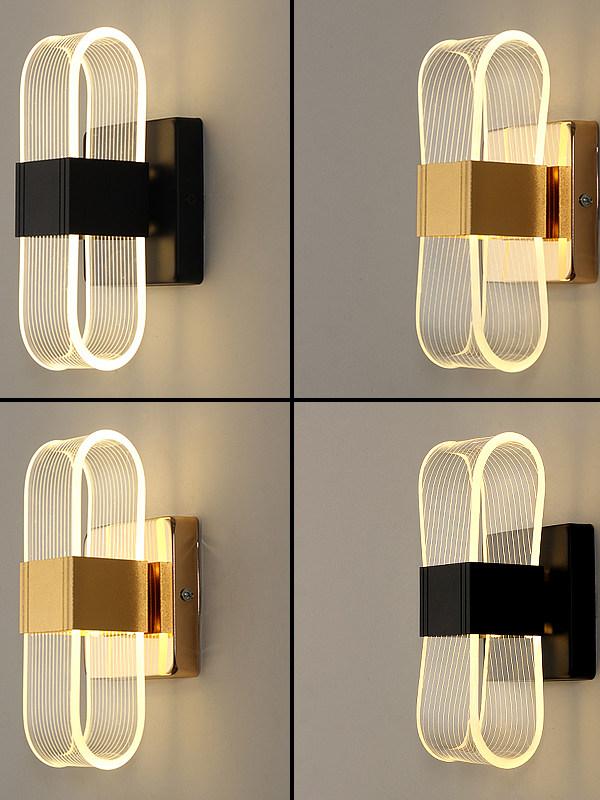 북유럽 아크릴벽등 모던 실내 스트라이프 램프 원형 사각 장식 무드등 침실 세련된 - 상세 이미지 4