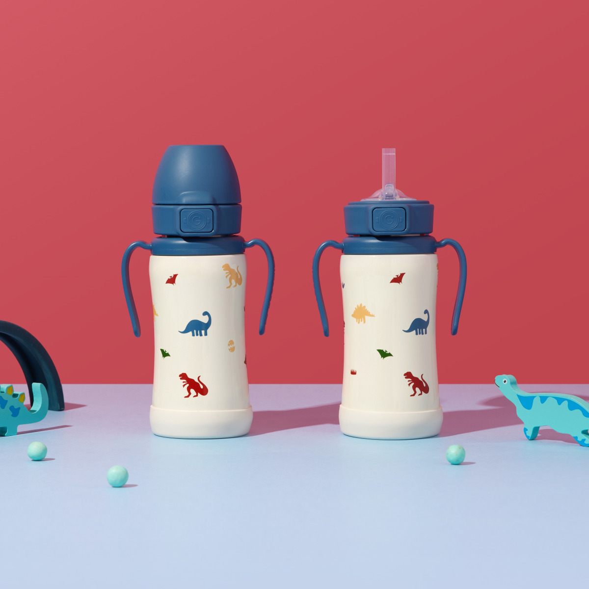 그로미미 빨대컵 스텐 원터치 아기 물병 300ml 다이노소어 - 상세 이미지 4