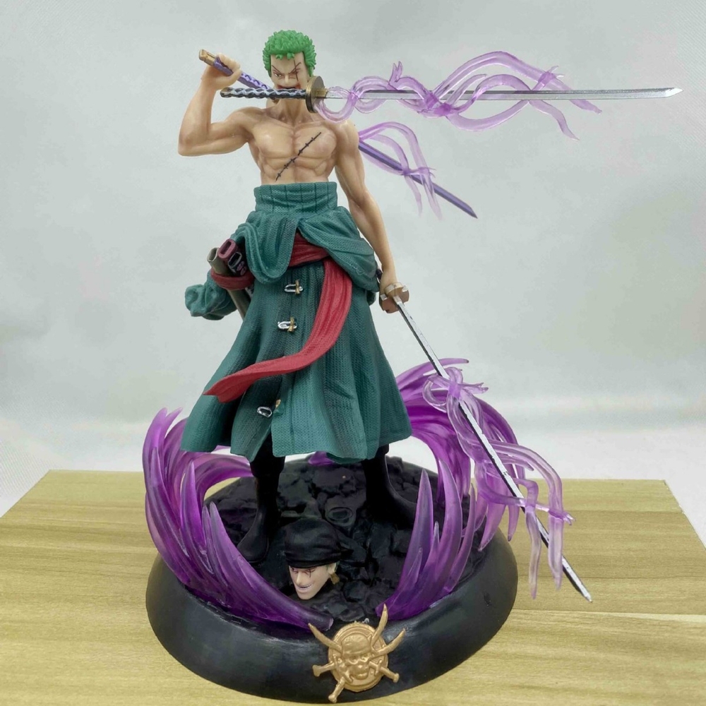 원피스 조로 피규어 23cm 삼도류 스태츄 장식 보라색 이펙트 연출 소장용 해외판 조로 23cm - 상품 이미지