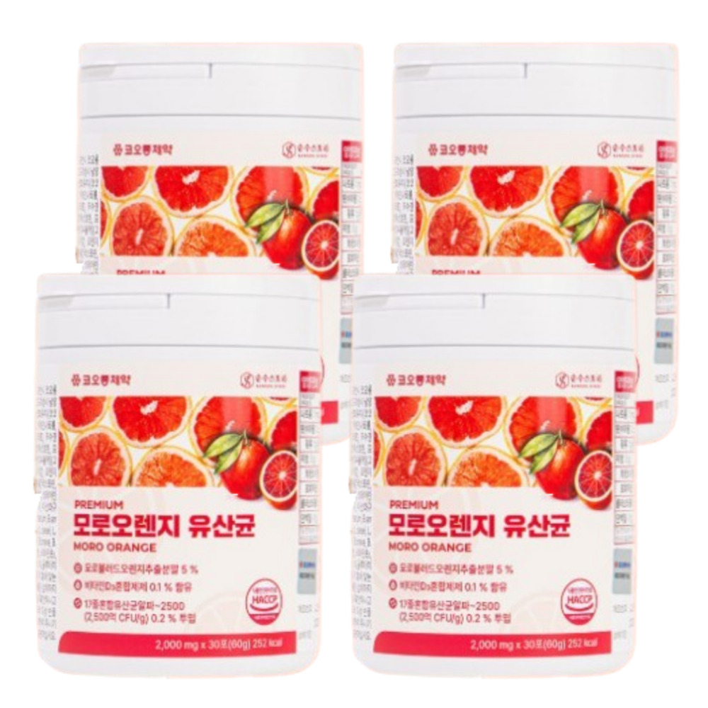 코오롱제약 모로오렌지 생유산균 분말 비타민CD 맛있는유산균 스틱 30포, 4개 - 상품 이미지