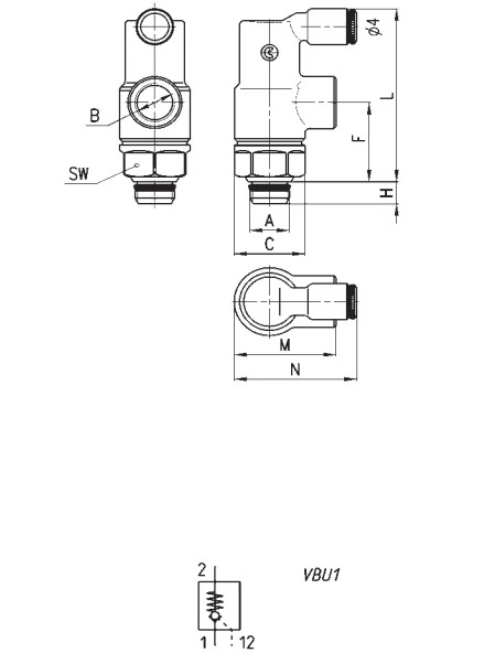 Camozzi VBO-3/8 밸브 VBU 3/8 공압 부품 1/8