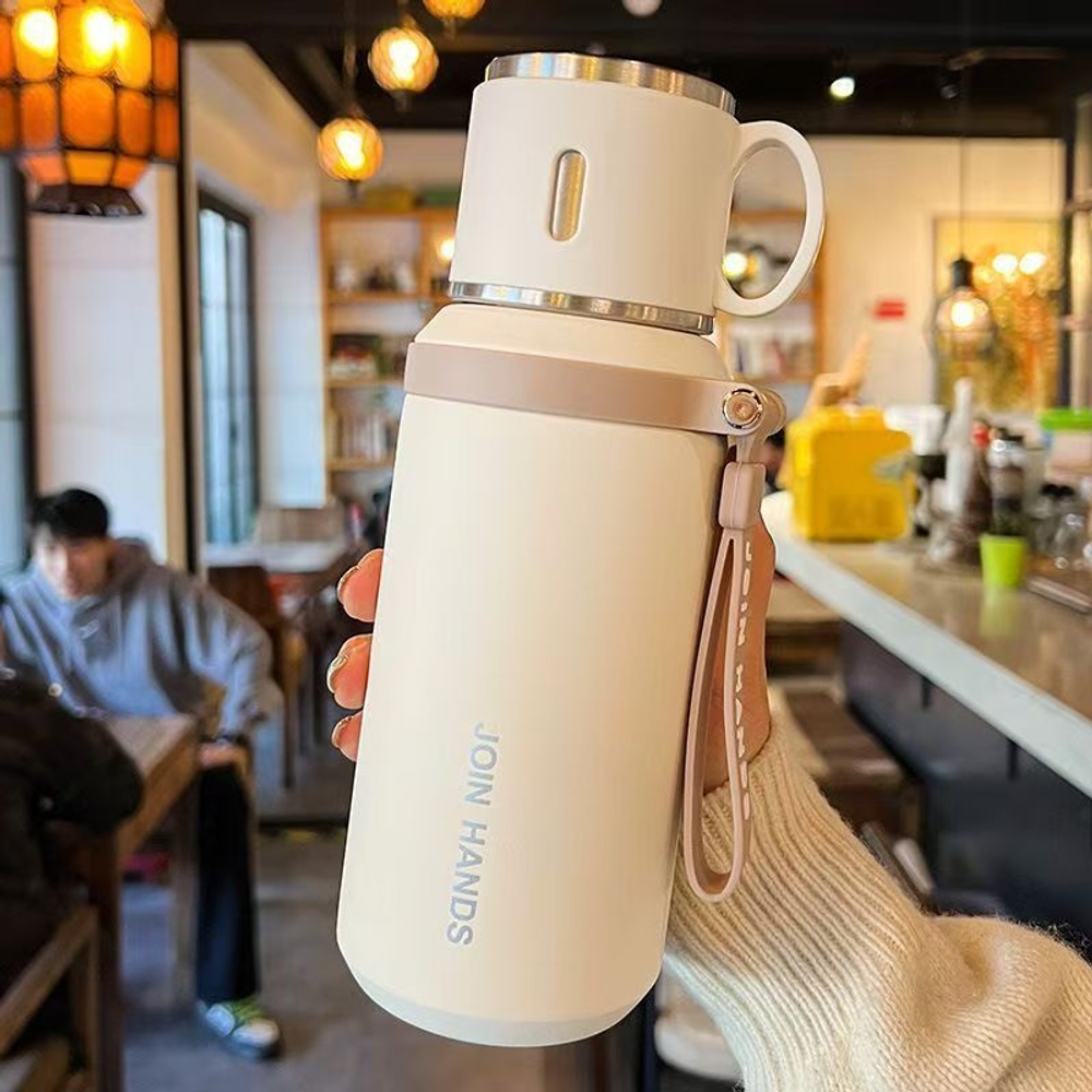 클래식 316 텀블러 보온보냉 600ml 스텐 휴대용 물병 보온병 그린베이지 - 상세 이미지 4