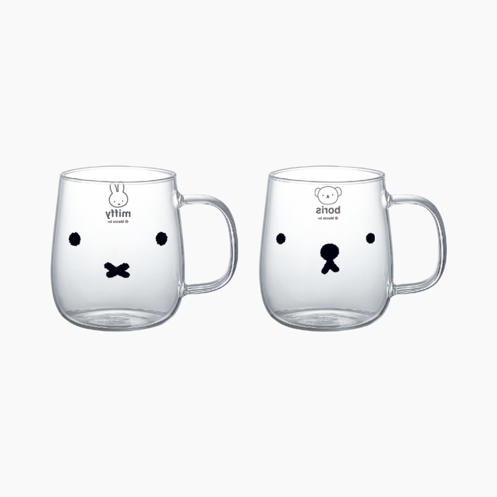 [에지리x미피] 내열유리 라운드 머그 컵 500ml, 2개, MIFFY+BORIS - 상품 이미지