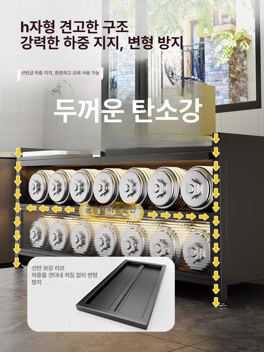 이동식조리대 홈바 주방보조조리대 3칸 수납장 아일랜드 3칸 라이트럭셔리그레이 60 32 80cm B - 상세 이미지 5