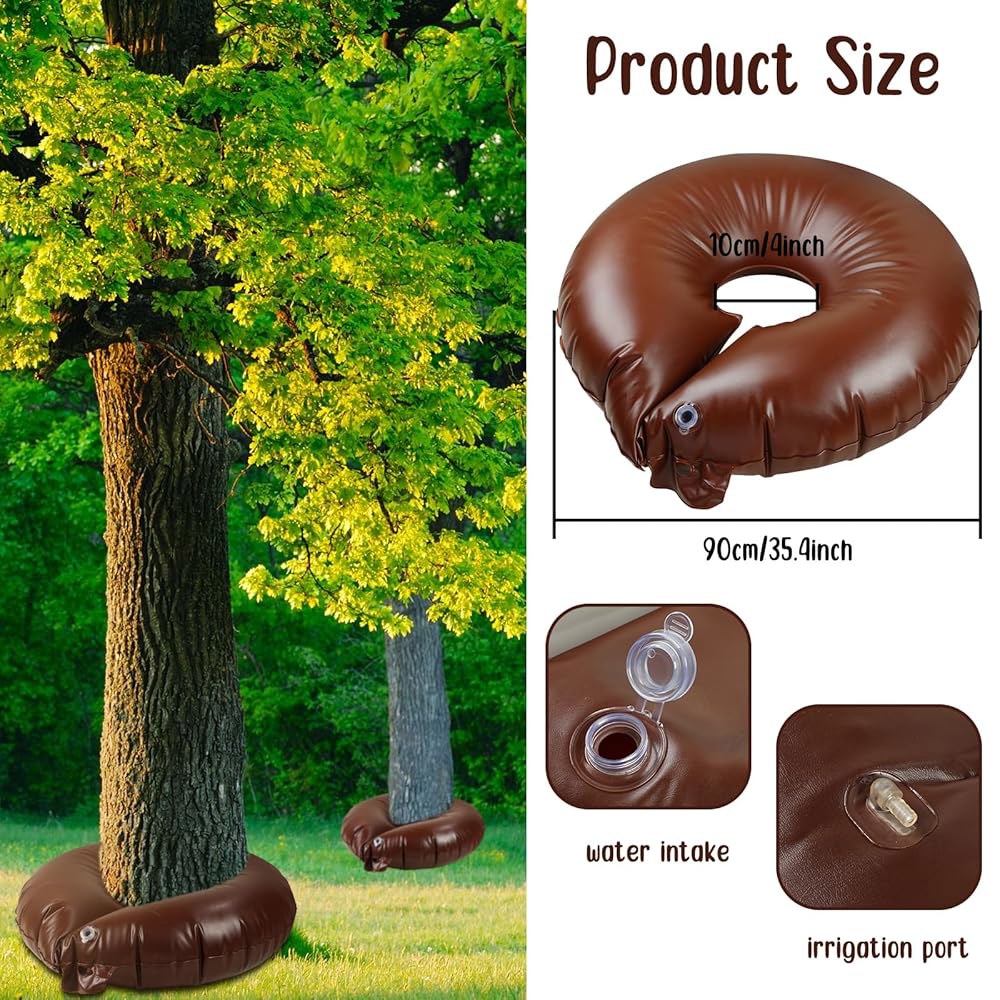 누오고 10개 나무 물주기 가방 15갤런, 느린 릴리스 PVC 나무와 관목을 위한 가방, 자동 시스템 드립 관개 링, 브라운, 35.4 x 인치 Brown - 상세 이미지 2