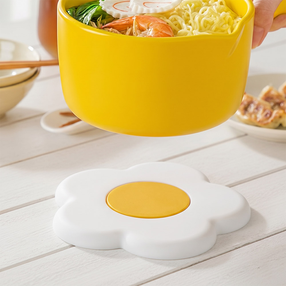 데이지 실리콘 냄비받침대 깔개 패드 매트 후라이팬 컵받침 식탁 코스터 대형, 화이트 - 상품 이미지