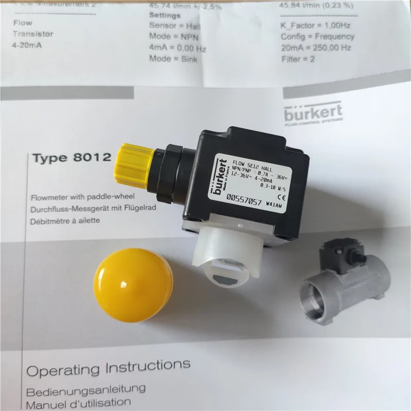 BURKERT SE12 임펠러 유량계 8012 유량센서 4-20MA PVC DN25