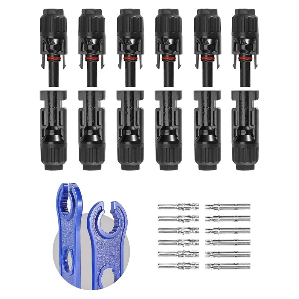 스패너 태양광 패널 케이블 커넥터가 있는 BougeRV 12 PCS 커넥터 6쌍 남성/여성(10AWG) 1 6 Pairs 8AWG Male/Femal - 상품 이미지