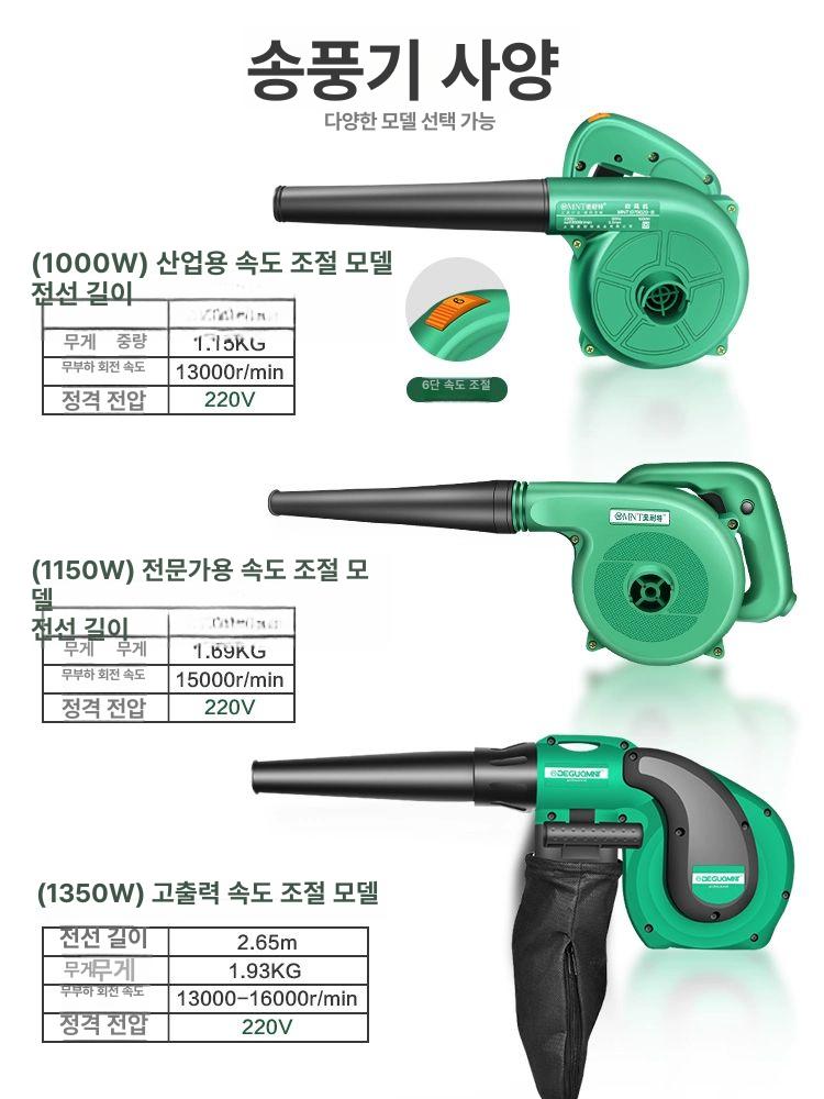 에어건 에어블로워 유선송풍기 낙엽 산업용 전기 청소용 집진기 유선블로워 블로어 - 상세 이미지 3