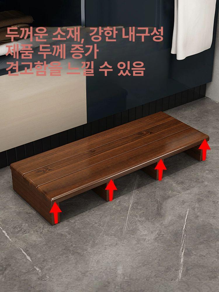 가정용 받침대 발 원목 디딤대 스텝 풋레스트 쿠션 미끄럼방지 높이 히노끼 강단 목재 - 상세 이미지 4