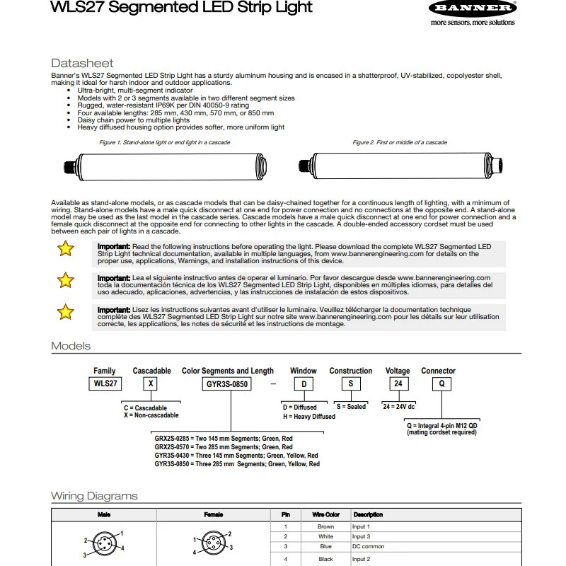 배너 WLS27 CORE 시리즈 WLS27XGRX2S-0570DS24Q