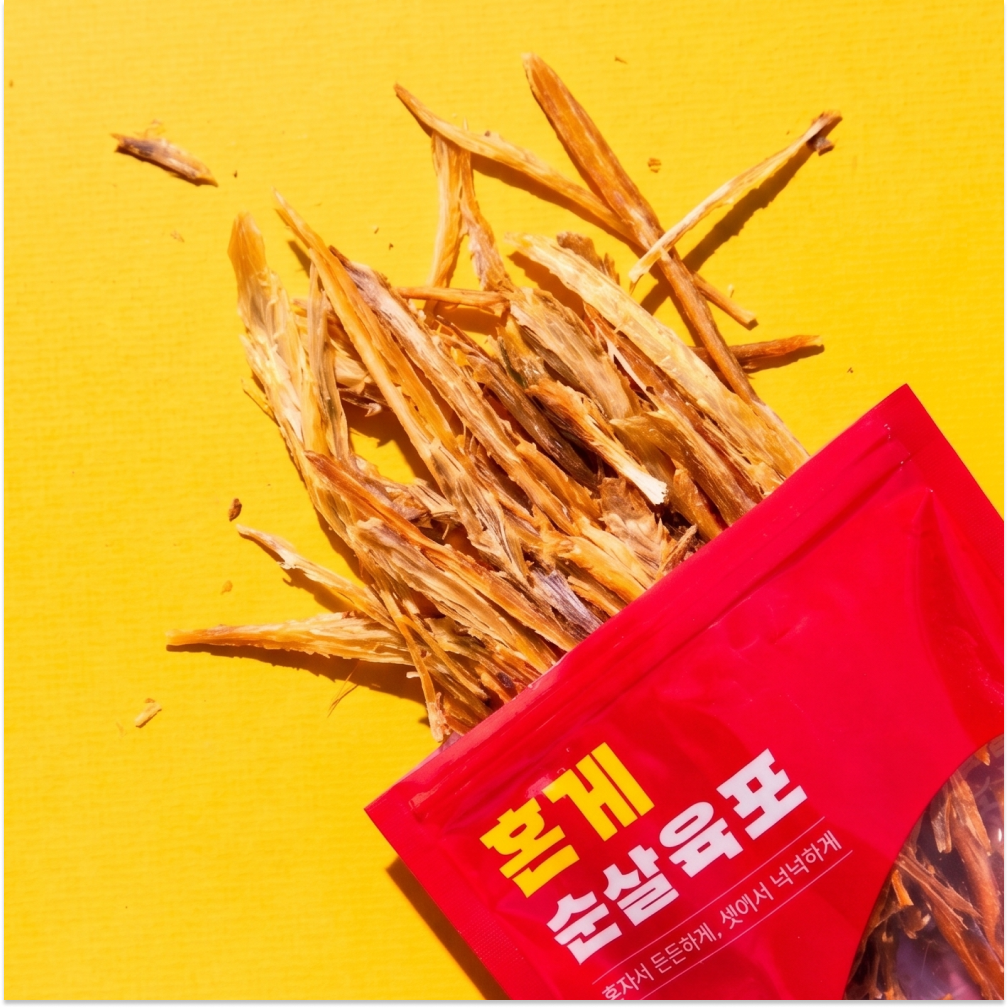혼게 순살육포 해각포 단백질 건강한 키토제닉 간식 저칼로리 50g, 3개 - 상품 이미지