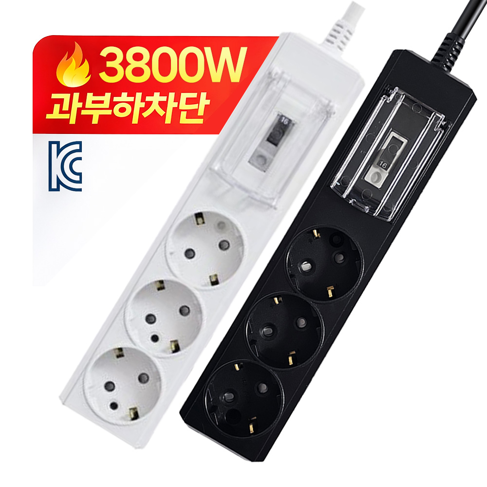 국산 대용량 3800W 에어컨 전기 연장선 1.5m 멀티콘센트 누전차단 2구 고용량 멀티탭 - 상세 이미지 5