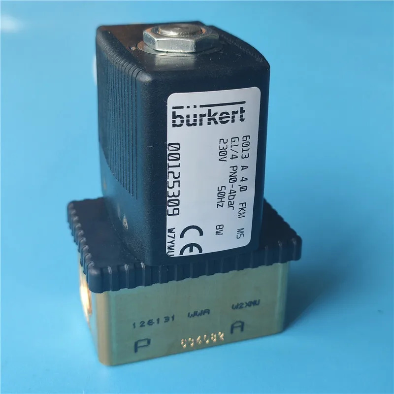 Burkert 솔레노이드 밸브 6013 A 4.0 FKM G1/4 0-4bar 230V 00125309