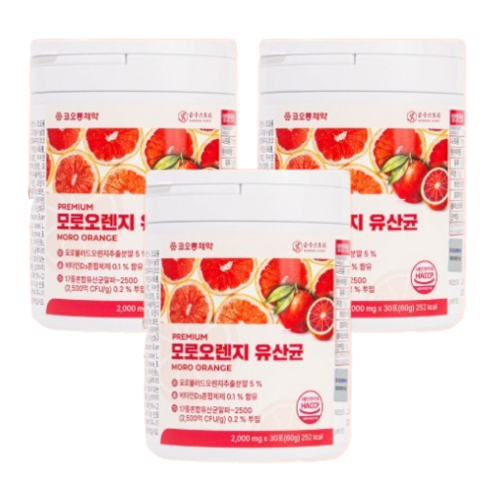 코오롱제약 모로오렌지 생유산균 분말 비타민CD 맛있는유산균 스틱 30포, 3개 - 상품 이미지