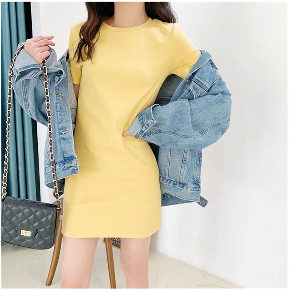 J2K 파스텔 칼라 데일리 여성 반팔 원피스 여름 데일리룩 - 상품 이미지