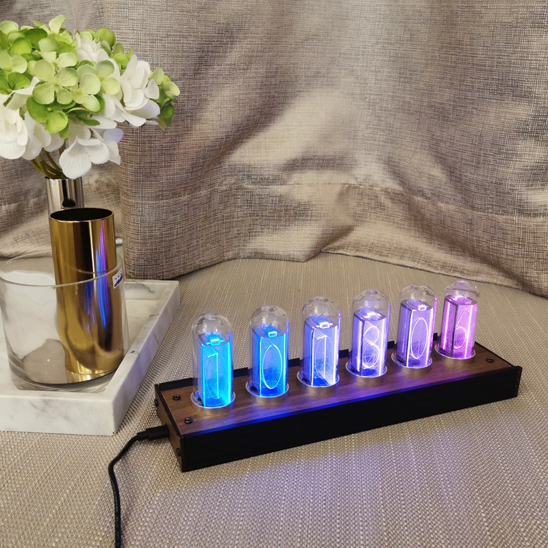 닉시관시계 LED 빈티지 글로우 램프 우드 메탈 IPS 디지털 탁상 무드등 USB 시계 - 상세 이미지 3