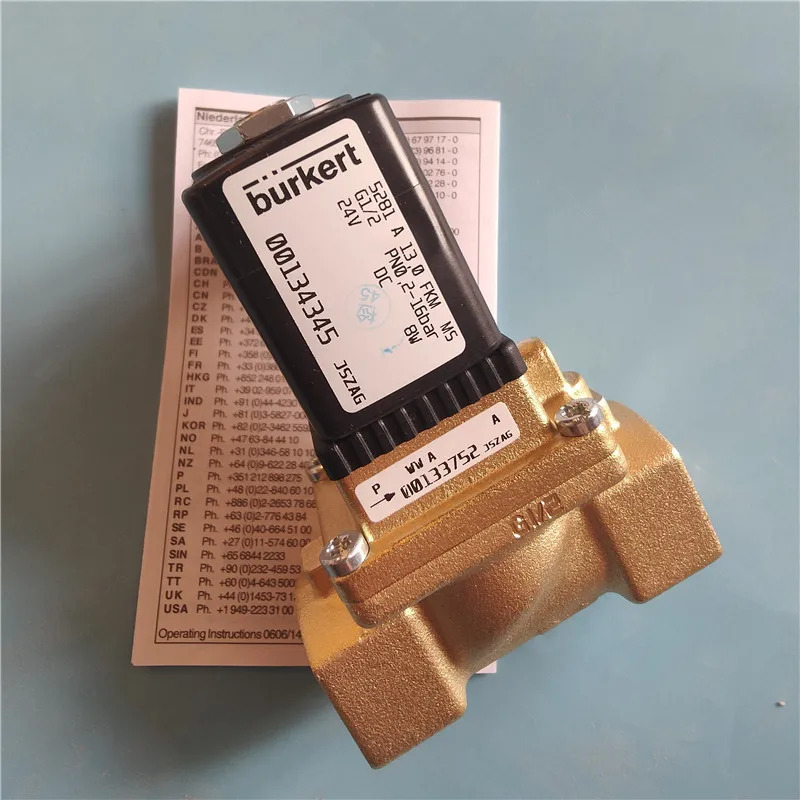 BURKERT 솔레노이드 밸브 5281 A NBR 황동 2위치 양방향 블로우 00134317 00134325