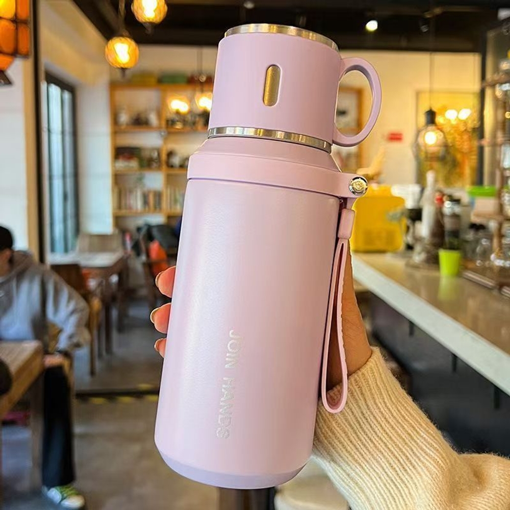 클래식 316 텀블러 보온보냉 600ml 스텐 휴대용 물병 보온병 그린베이지 - 상세 이미지 3