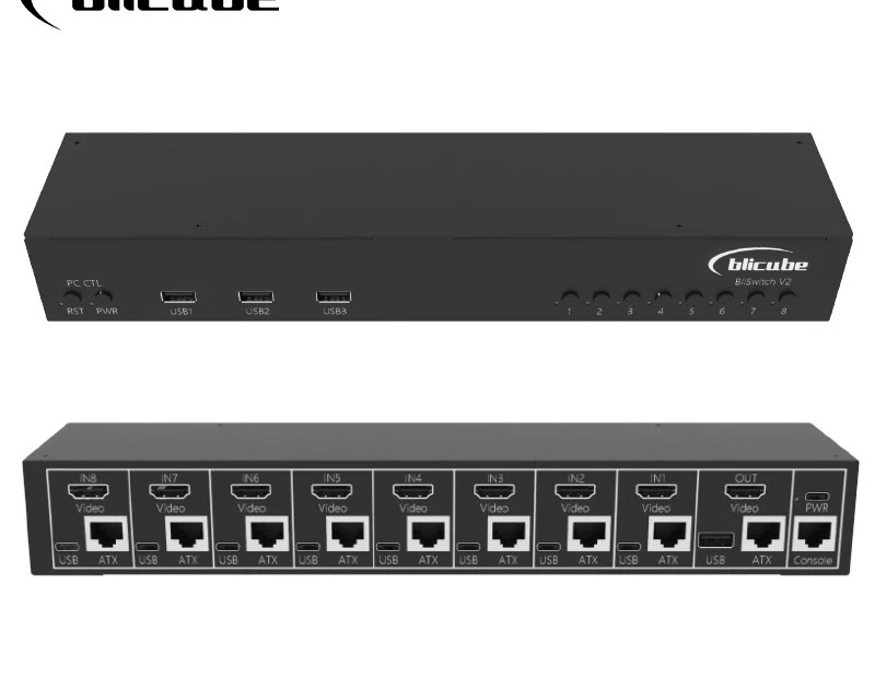 BliKVM 스위치 v2 HDMI 스위처 8개 입력 출력 원격 스위칭 제어