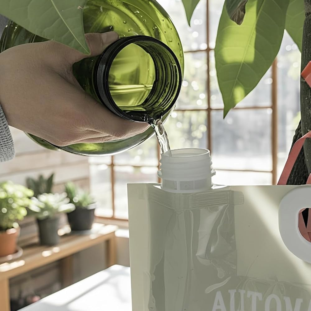 6.5L 플랜트 셀프 워터링 백, 4개의 조절 가능한 콘센트 및 정밀 유량 제어 밸브가 있는 자동 드립 관개 시스템, 실내 야외 화분 꽃을 위한 워터러, 바캉스 케어 3PCS - 상세 이미지 3