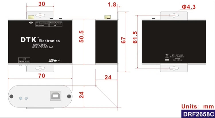 USB-ZigBee 무선 모듈1.6km 전송 CC2630 칩 CC2530 DRF2658C