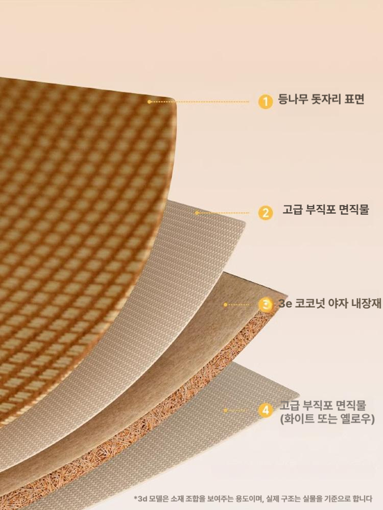 왕골돗자리 접이식 두껍고 마루판 제이드베이지옐로우 카페트 다다미매트 시원한 부드러운 - 상세 이미지 4