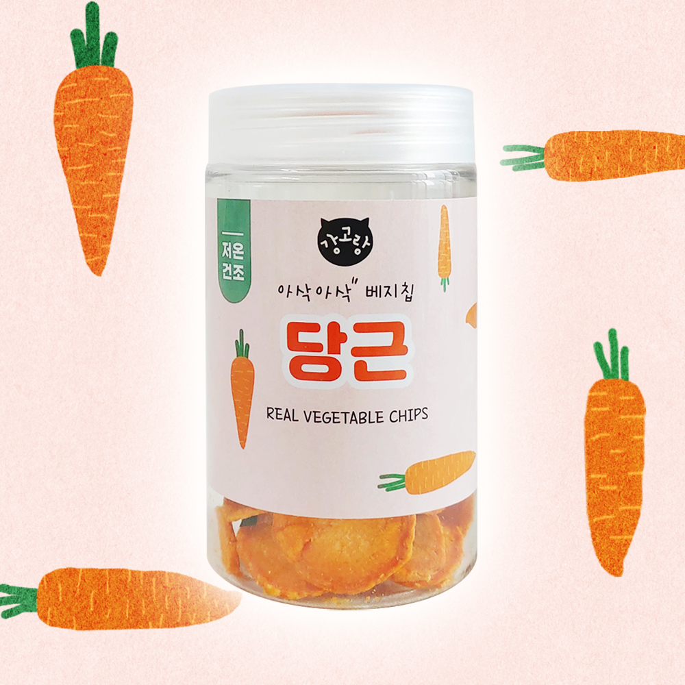 국내산 강아지 야채 간식 저칼로리 저온숙성 건조 비건 채소 베지칩 당근, 50g, 1개 - 상품 이미지