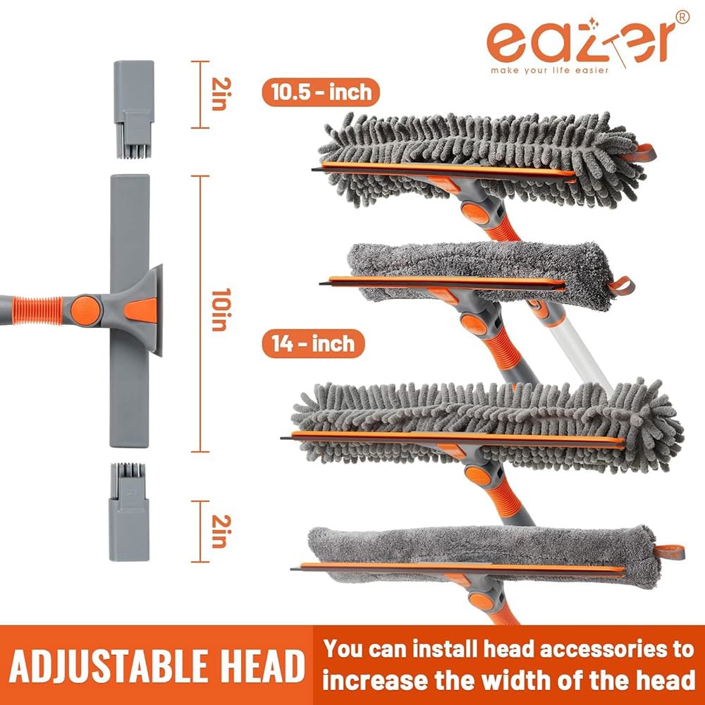 Eazer 65인치 스퀴지 창문 클리너 2 in 1 회전식 키트, 실내/외 및 자동차 유리를 위한 구부릴 수 있는 헤드가 세척 장비 - EAW01 Pro 64in - 상세 이미지 2